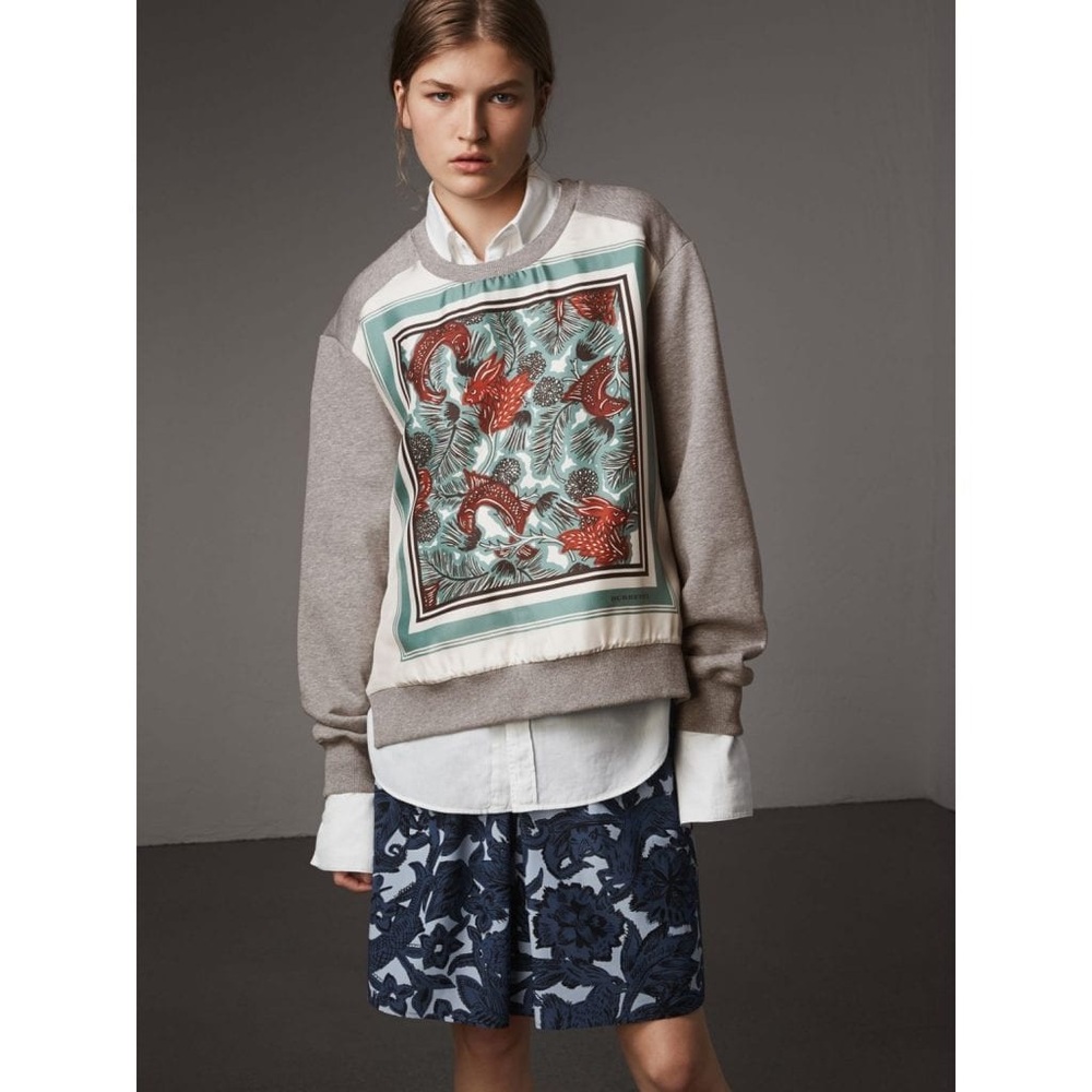 Burberry Sweatshirt with Fish and Leaf Design, S
